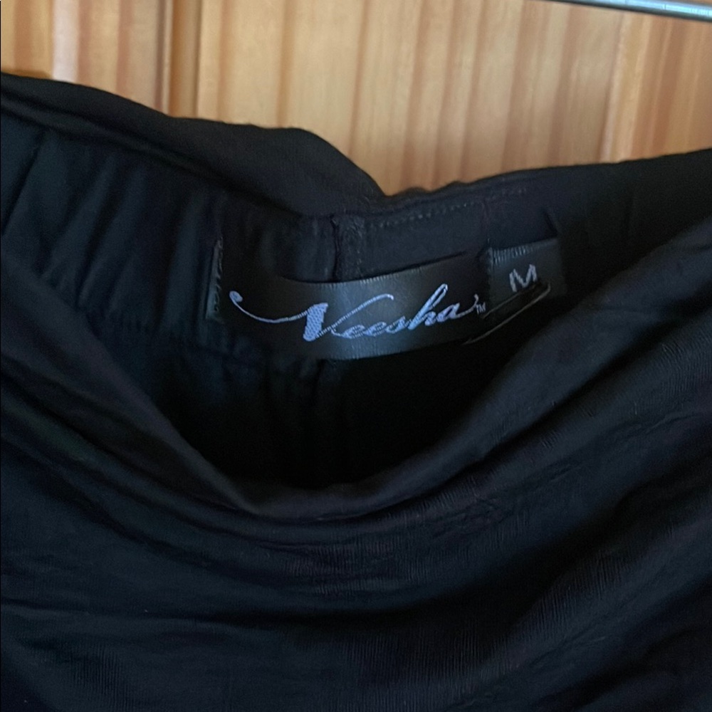 Black wide leg pant with skirt & Side Ties - Picture 3 of 12